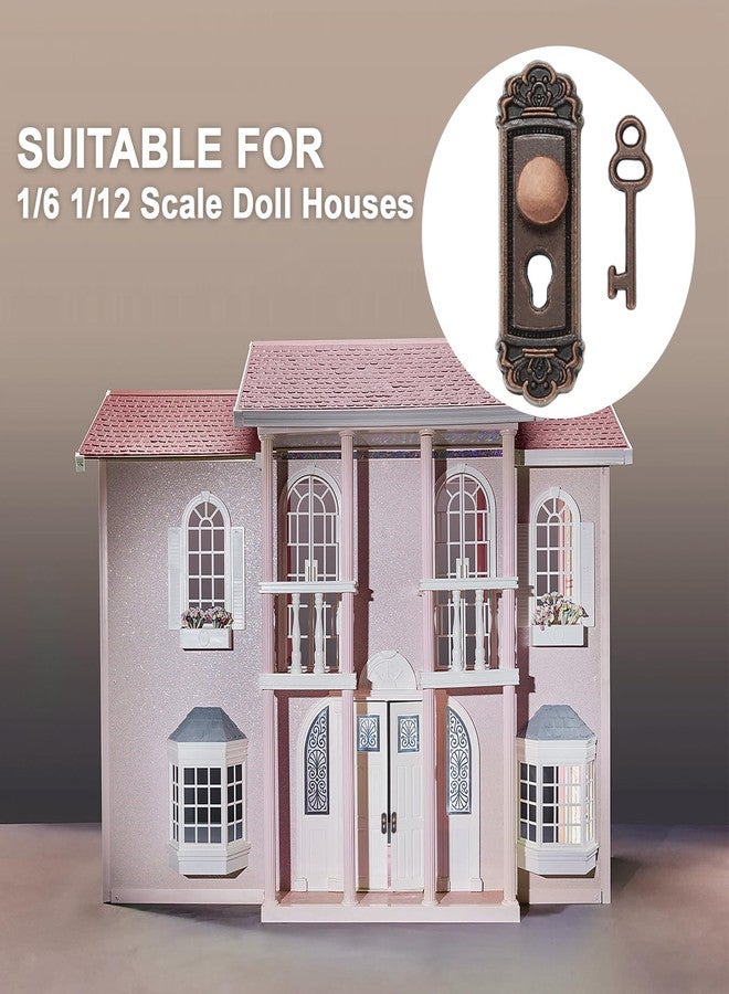 KH866 2PCS 1/12 Scale Miniature Door Knob Fittings with Handle Key Set for Dolls House - Image 5